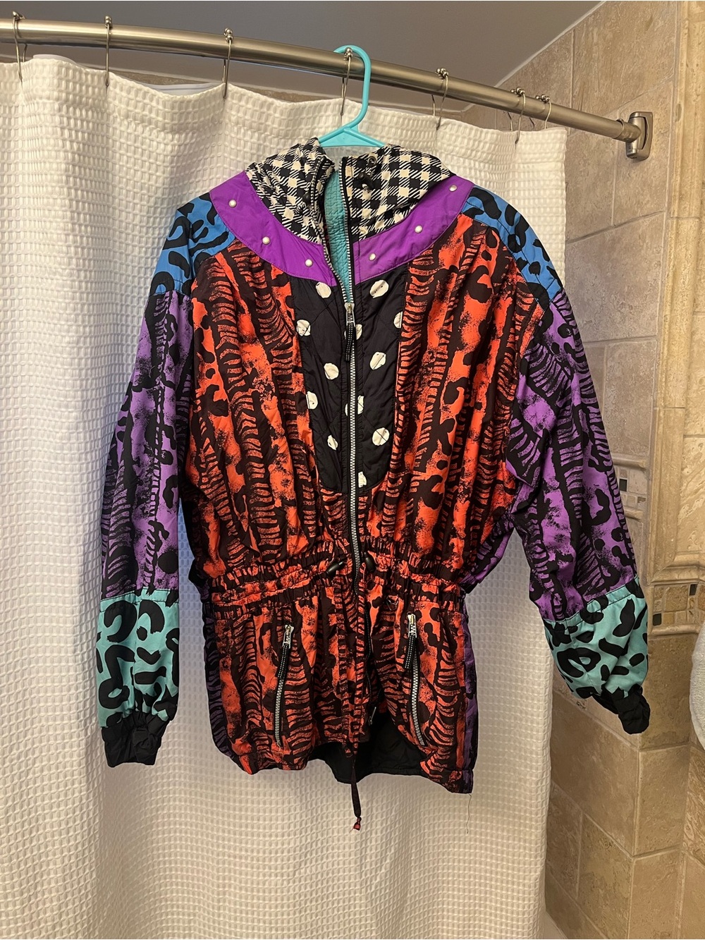Obermeyer Women's Red, Purple & Teal Mixed-Print Ski Jacket